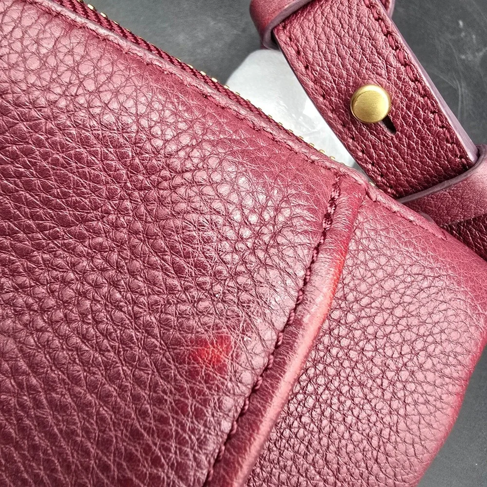 Fossil Preston Crossbody Purse Leather Slim Zip Expandable Shoulder Bag